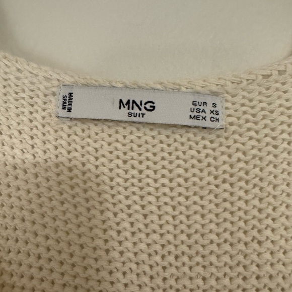 Mango Long Knit/Crochet Style Cream Dress - Picture 3 of 5